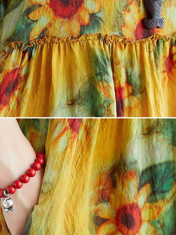 Original Floral Round-Neck Dress