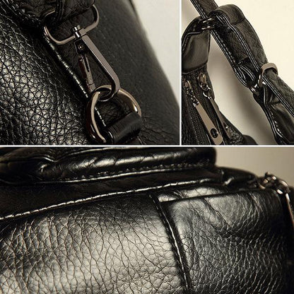 Soft Leather Solid Backpack Multi-carry Shoulder Bag