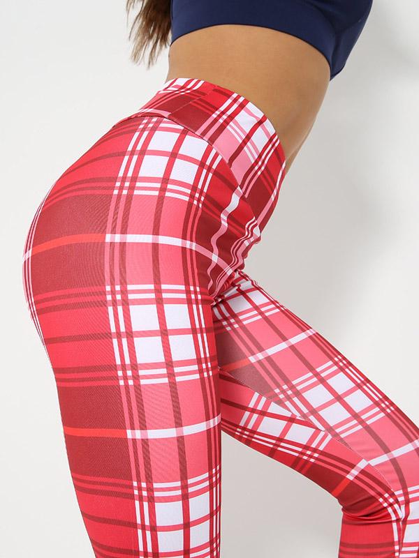 Red Plaid Printed Wrap Leggings