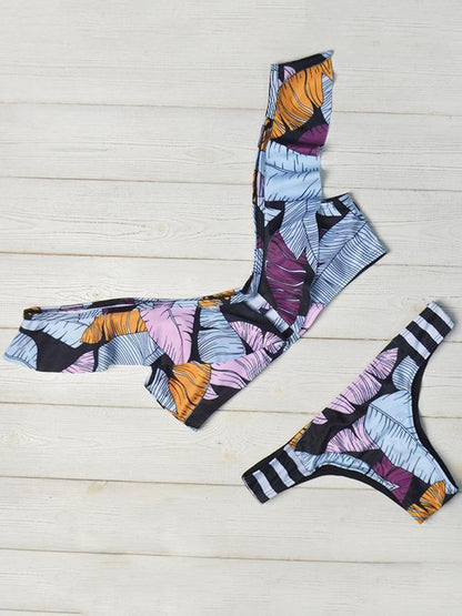 Falbala Stripes Bikinis Swimwear