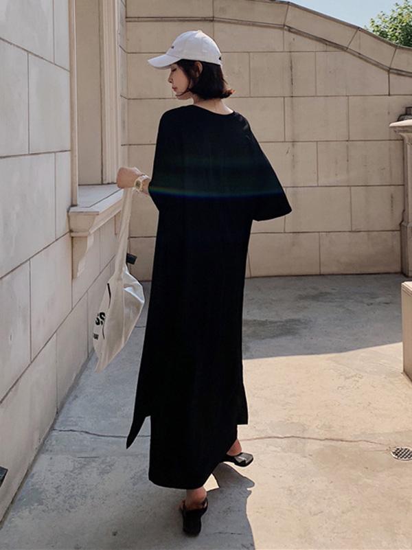 Original Solid V-Neck Dress