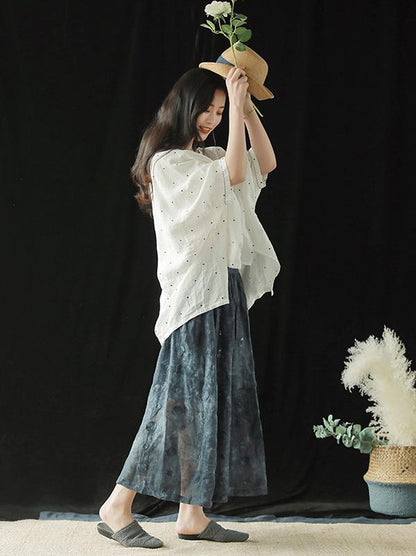 Retro Elastic Waist Linen Casual Skirt