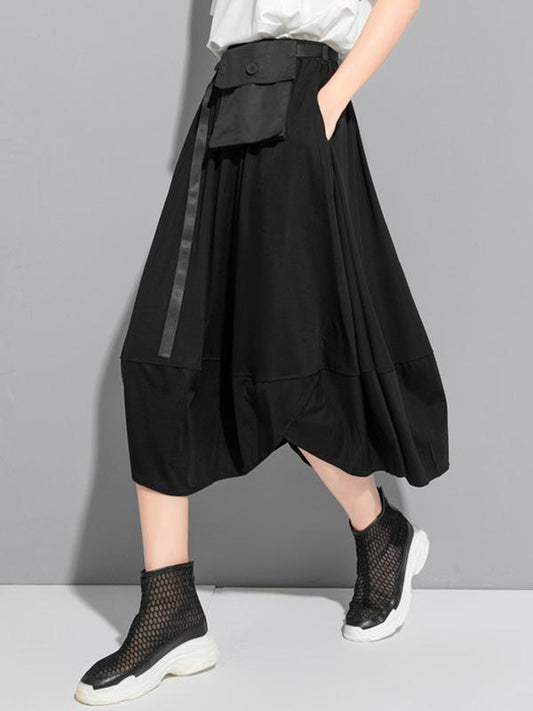 Original Solid Elasticity Waist Skirt