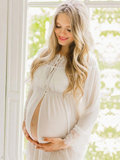 Maternity Lace Off-the-shoulder Maxi Dress