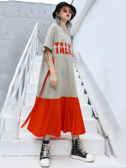 Oversize Split-joint T-Shirt Dress