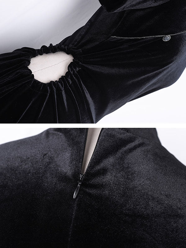 Vintage Tie-Dyed Buttoned Stand Collar Short Sleeves Cheongsam Dress