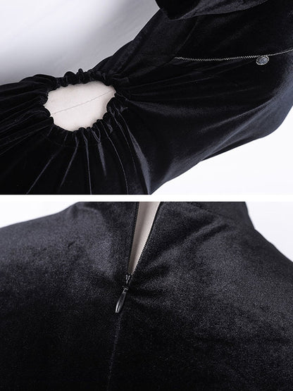 Vintage Tie-Dyed Buttoned Stand Collar Short Sleeves Cheongsam Dress