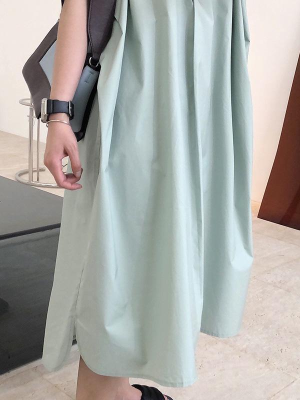 Original Solid Round-Neck Shirt Dress