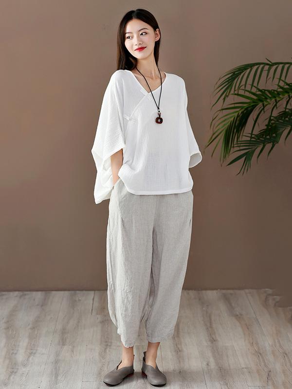 Vintage Solid Irregularity T-Shirts Tops