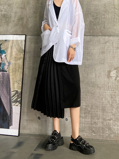 Casual Loose Pleated Asymmetric Skirts Bottoms
