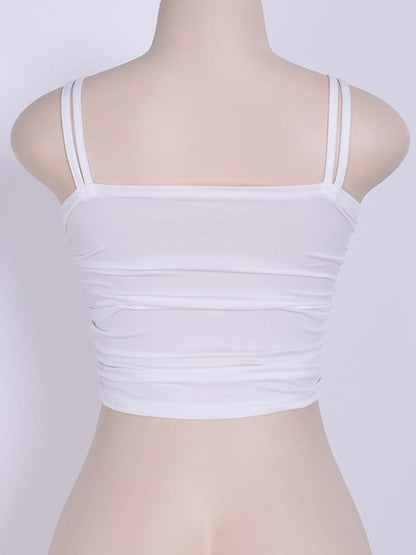 Cropped Tassel Spaghetti-neck Tanks