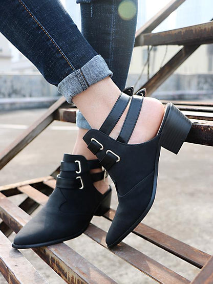 Fashion Double Buckle Pointed Shoes