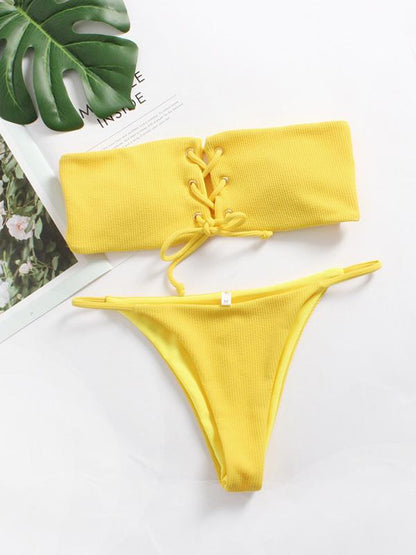 Bandeau Crisscross Bikinis Swimwear