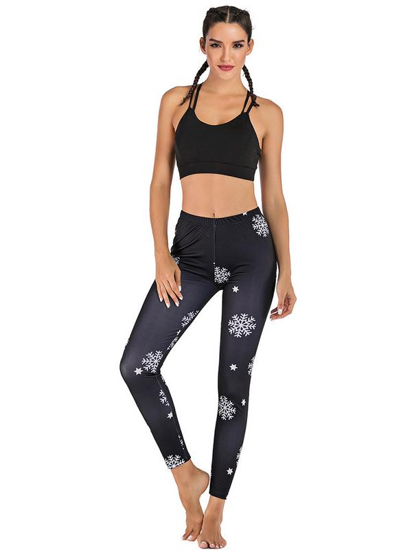 Snowflake Printed Christmas Element Leggings