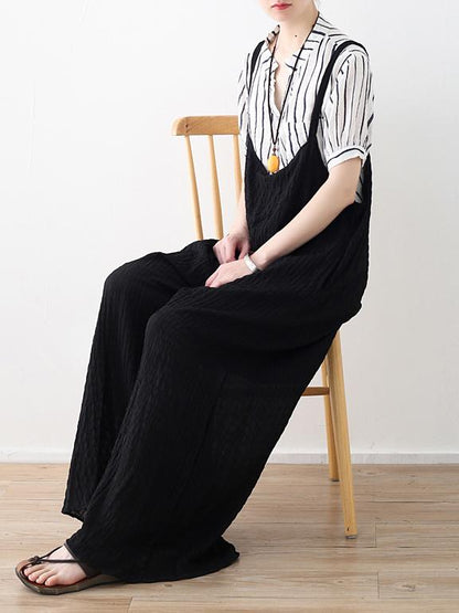 Loose Black Wide Leg Jumpsuits