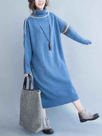 Casual Long Dress in Dark Blue or Light Blue Color