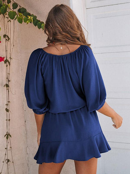 V-neck Casual Bandage Mini Dress