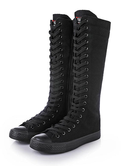 Casual High-top Side Zipper Mid high Canvas Boots