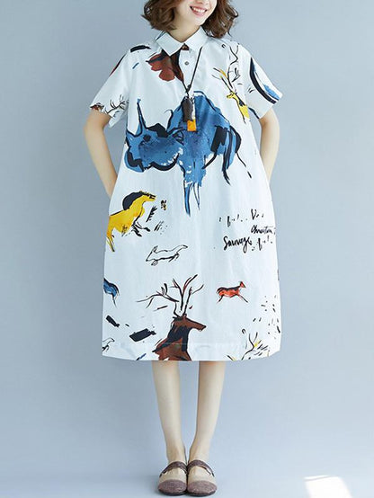 2019 Summer New  Oversize Printed T-Shirt Dress