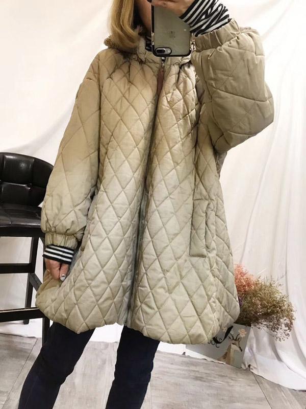 Casual A-line Cotton-padded Rhombus Cover-up