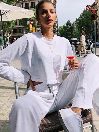 Zipper Casual Straight Leg Pants