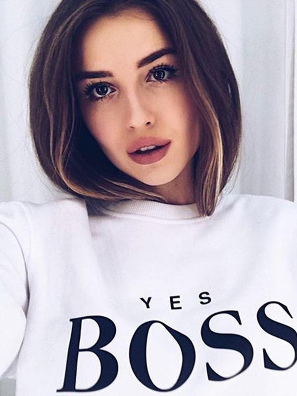 Letter Printed Round-neck Sweatershirt