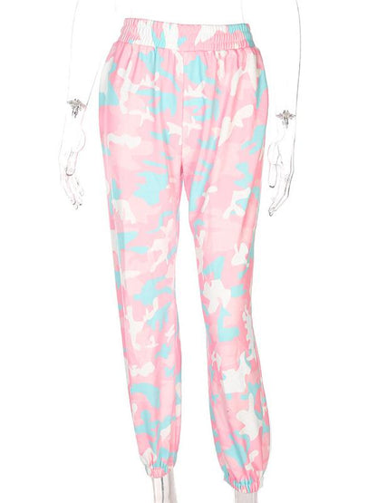 Camouflage Printed Elastic Waist Track Pants