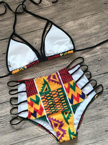 Ethnic Triangle Top With High Cut Panty Bikini Set
