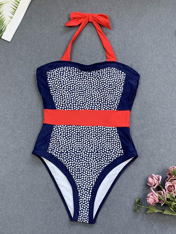 Strapless Splice One-Piece Swimwear