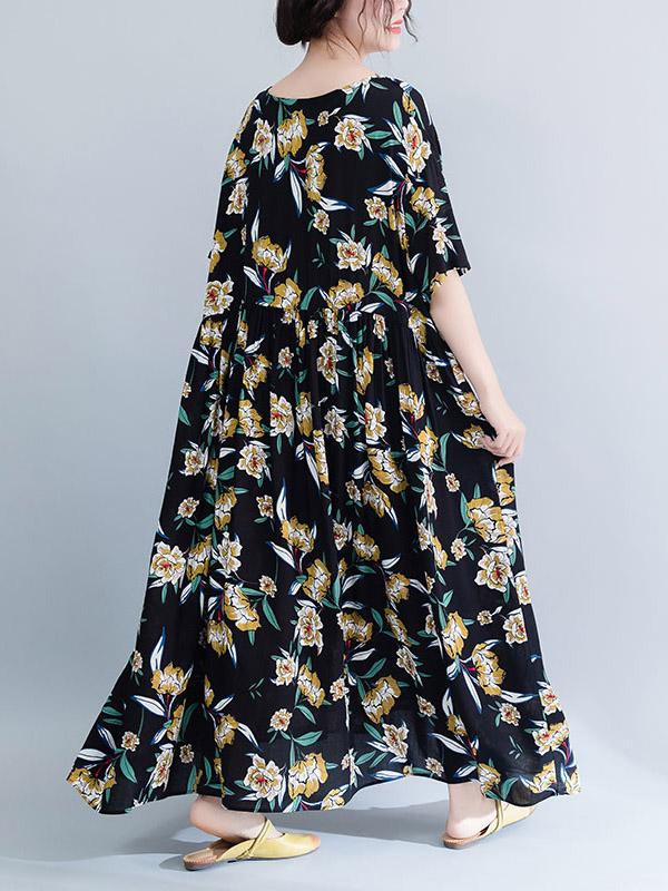 Loose Plus Size Floral Maxi Dresses
