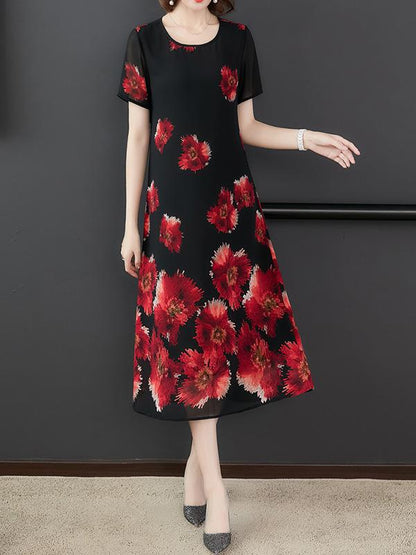 Loose Chiffon Printed Dress