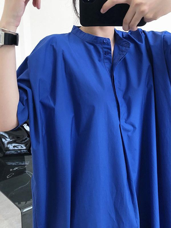 Original Solid Round-Neck Shirt Dress