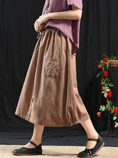 Vintage Casual Linen Skirt
