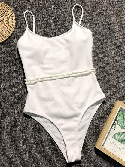 Plain Backless One Piece Swimsuit