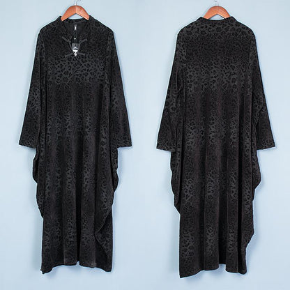Buykud Retro Cocoon Shape Solid Color Loose Dress