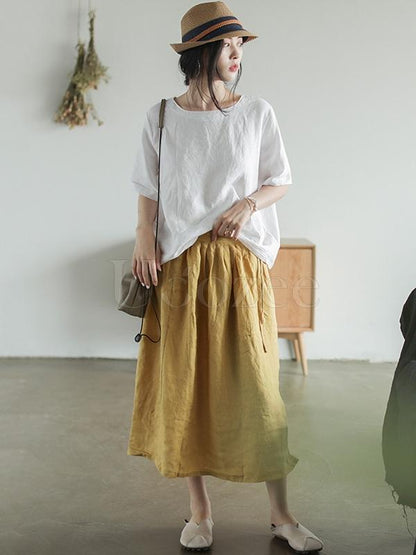 Literary Linen Split-side Skirt
