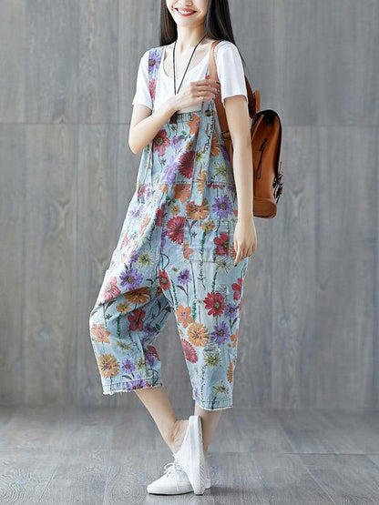 Oversize Printed Braces Jean Pants