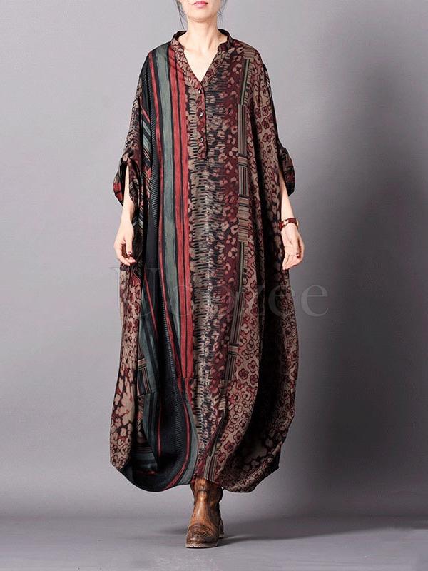 Super Loose Silk Vintage Long Dress