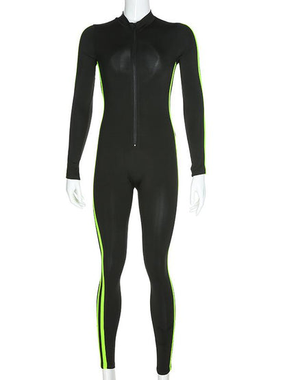 Long Sleeve Contrast Trim Jumpsuits