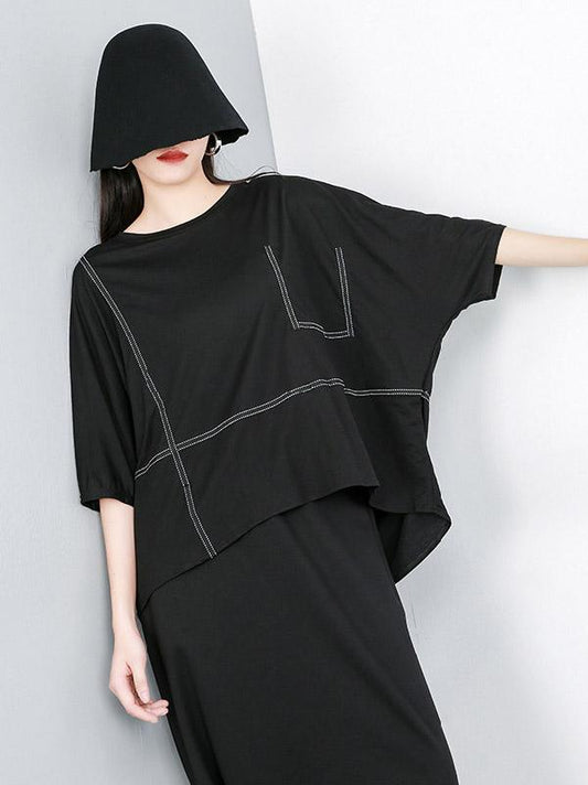 Batwing Sleeves Asymmetric Shirt