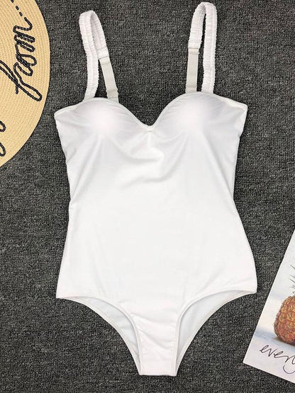 Solid Fresh Simple One-piece Swimwear