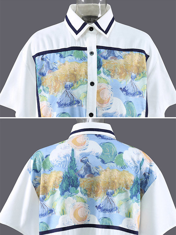 Original Floral Lapel Split-Joint Shirt Dress