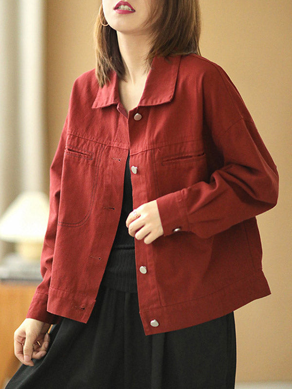 Urban Solid Color Lapel Single Breasted Jacket