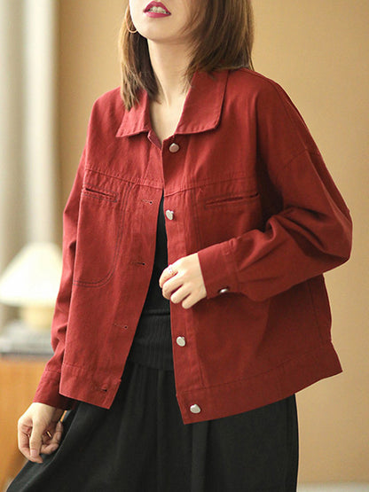 Urban Solid Color Lapel Single Breasted Jacket
