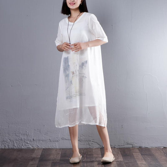 Casual False Two Piece Round Neck Short Sleeve Dress