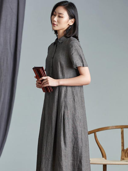 Elegant Linen Slim Long Dress