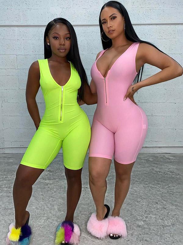 Sexy Solid Wrap Zipper Jumpsuits Bottoms