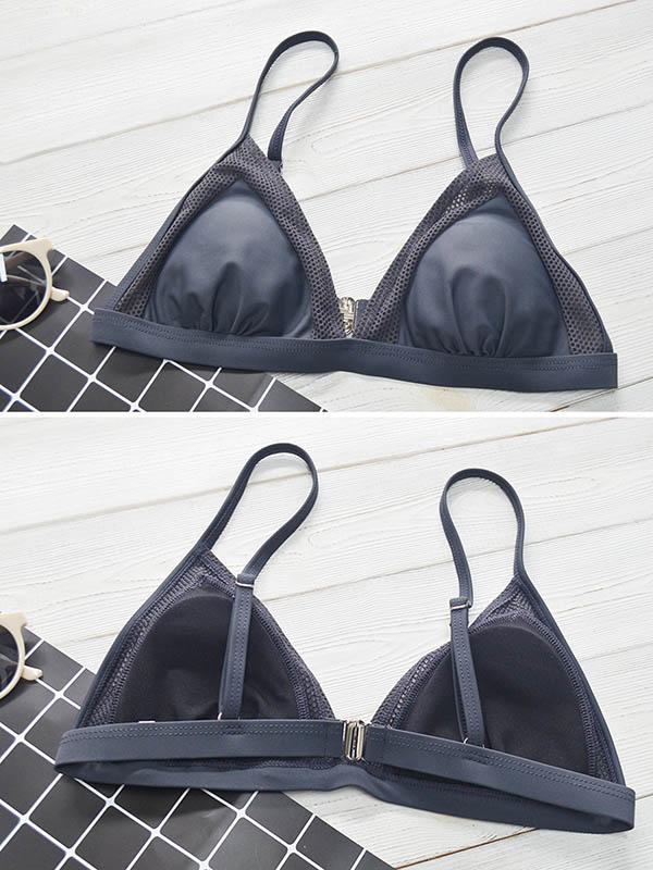 Solid Color Split-Joint Split Bikini Swimsuit