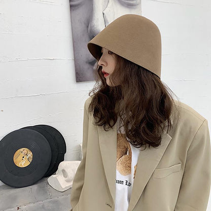 Buykud Retro Solid Color New Bucket Hat