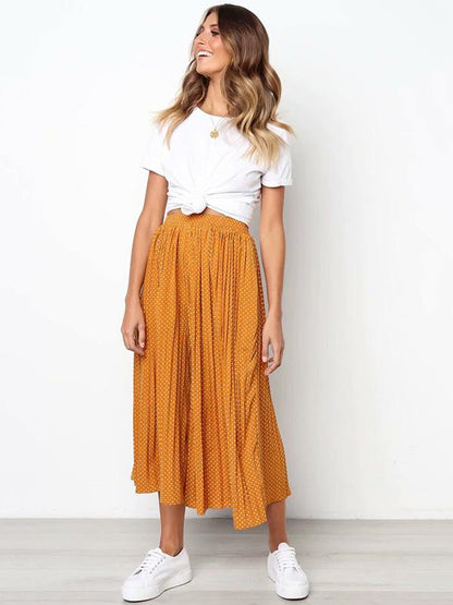 Polka-Dot Pleated Casual Pants Bottoms